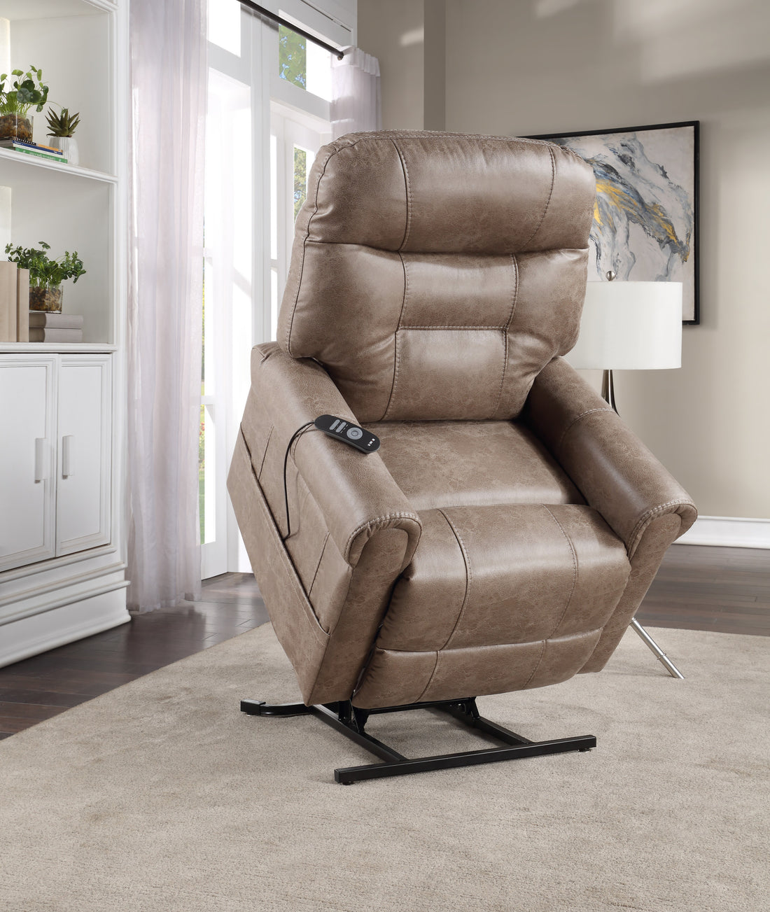 Classic Rolled Arm Power Lift Chair Recliner Heat