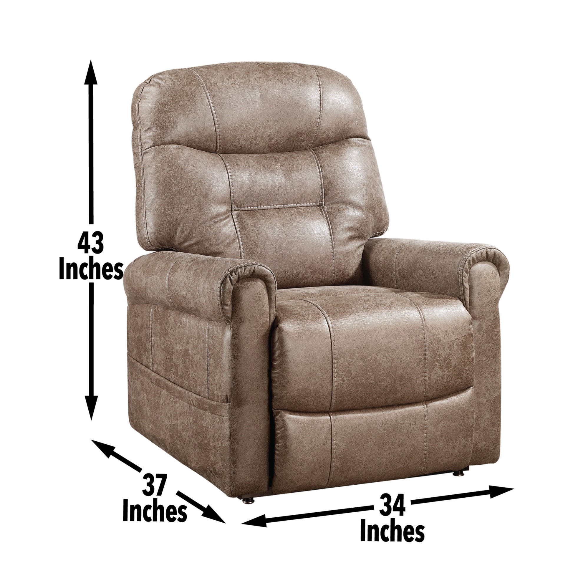 Classic Rolled Arm Power Lift Chair Recliner Heat