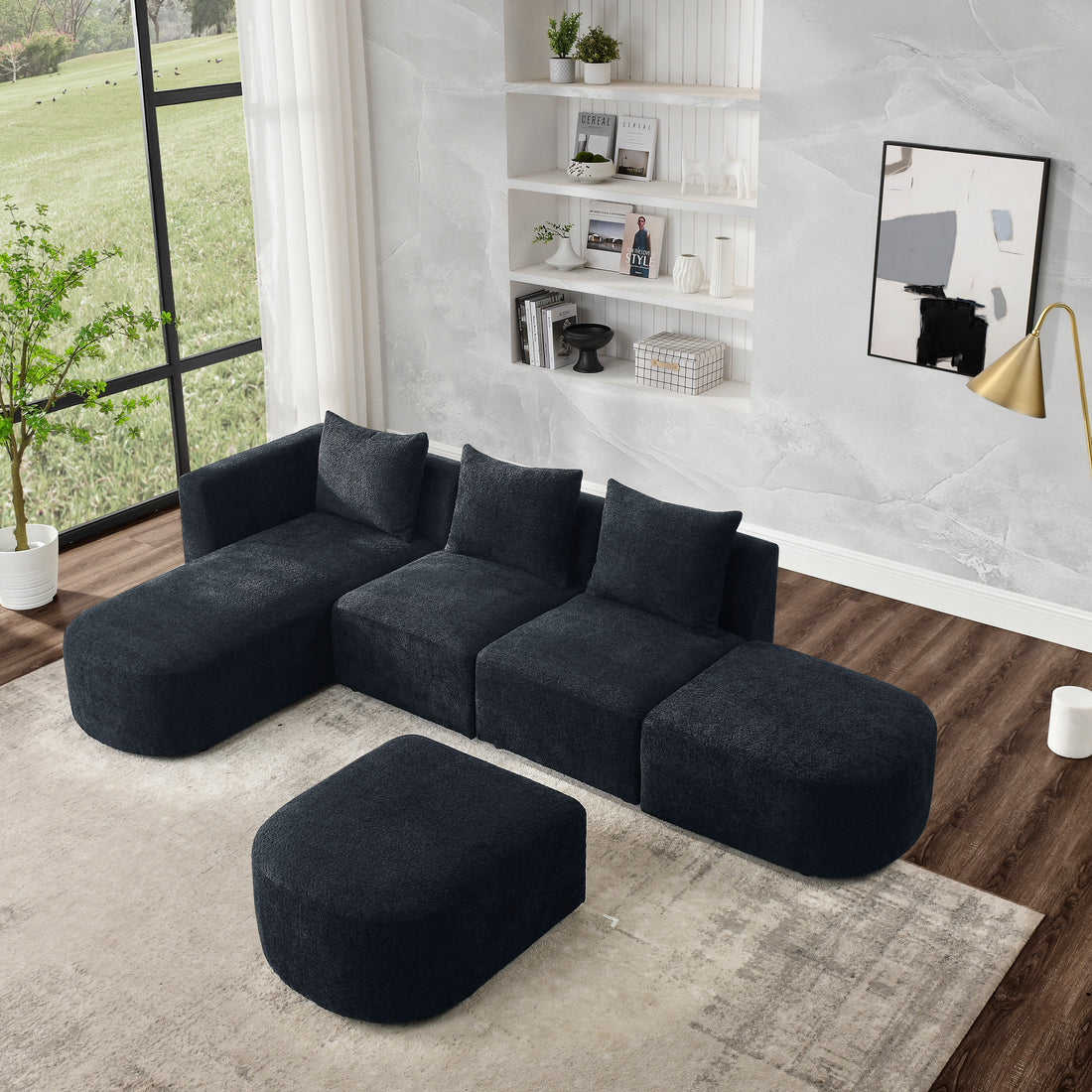 L Shape Sectional Sofa Including Two Single Seats