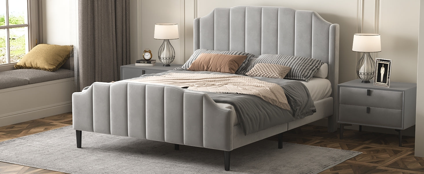 Queen Size Upholstered Platform Bed With