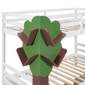 Twin Over Twin Bunk Bed with a Tree Decor and Two white-solid wood