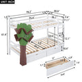 Twin Over Twin Bunk Bed with a Tree Decor and Two white-solid wood