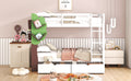 Twin Over Twin Bunk Bed with a Tree Decor and Two white-solid wood