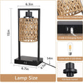 Farmhouse Rattan Table Lamps Set Of 2 - Black