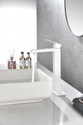 BATHROOM FAUCET Single Handle Bathroom Sink Faucet white-stainless steel