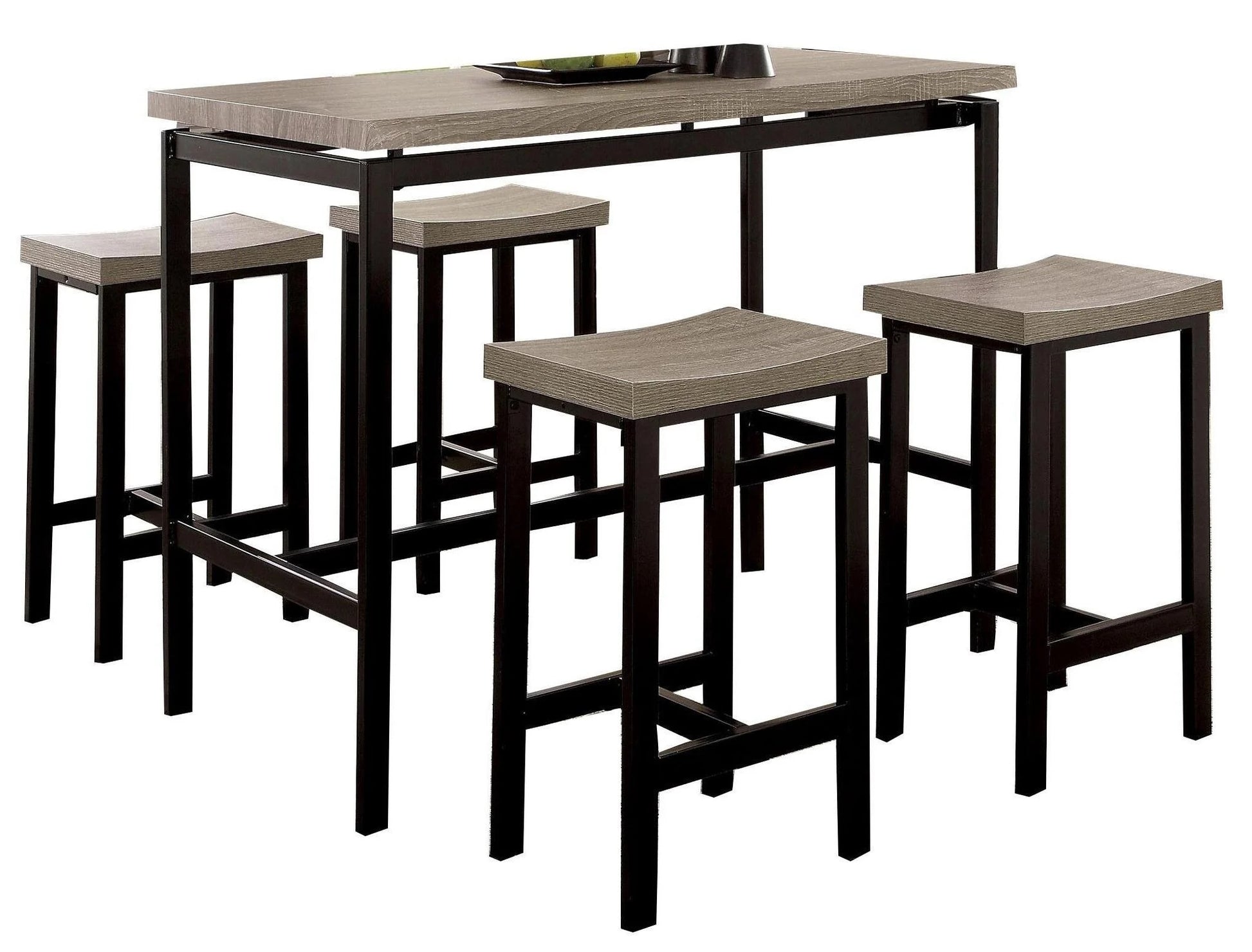 5 Pc Counter Height Table Set Two Tone Design