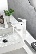 BATHROOM FAUCET Single Handle Bathroom Sink Faucet white-stainless steel