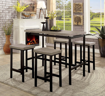 5 Pc Counter Height Table Set Two Tone Design