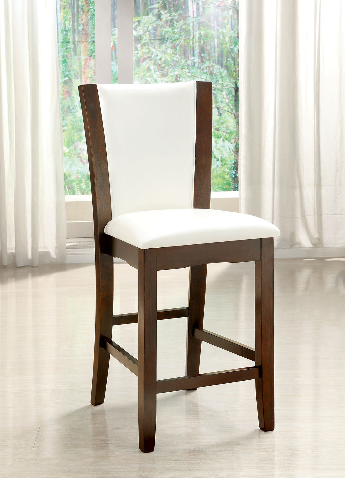 Style Comfort Contemporary 2pcs Counter Height Chairs white-brown-dining