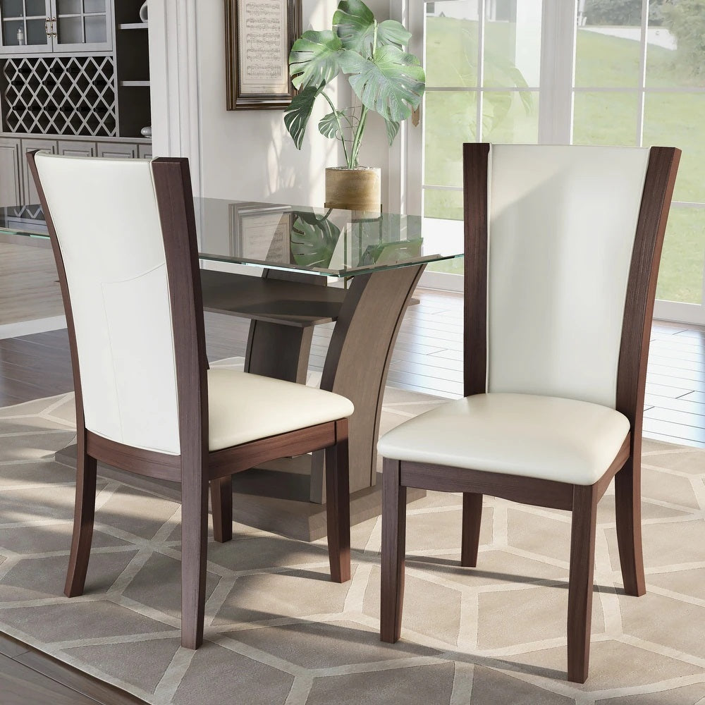 Style Comfort Contemporary 2pcs Side Chairs Dark white-brown-dining