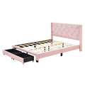 Queen Size Storage Bed Linen Upholstered Platform