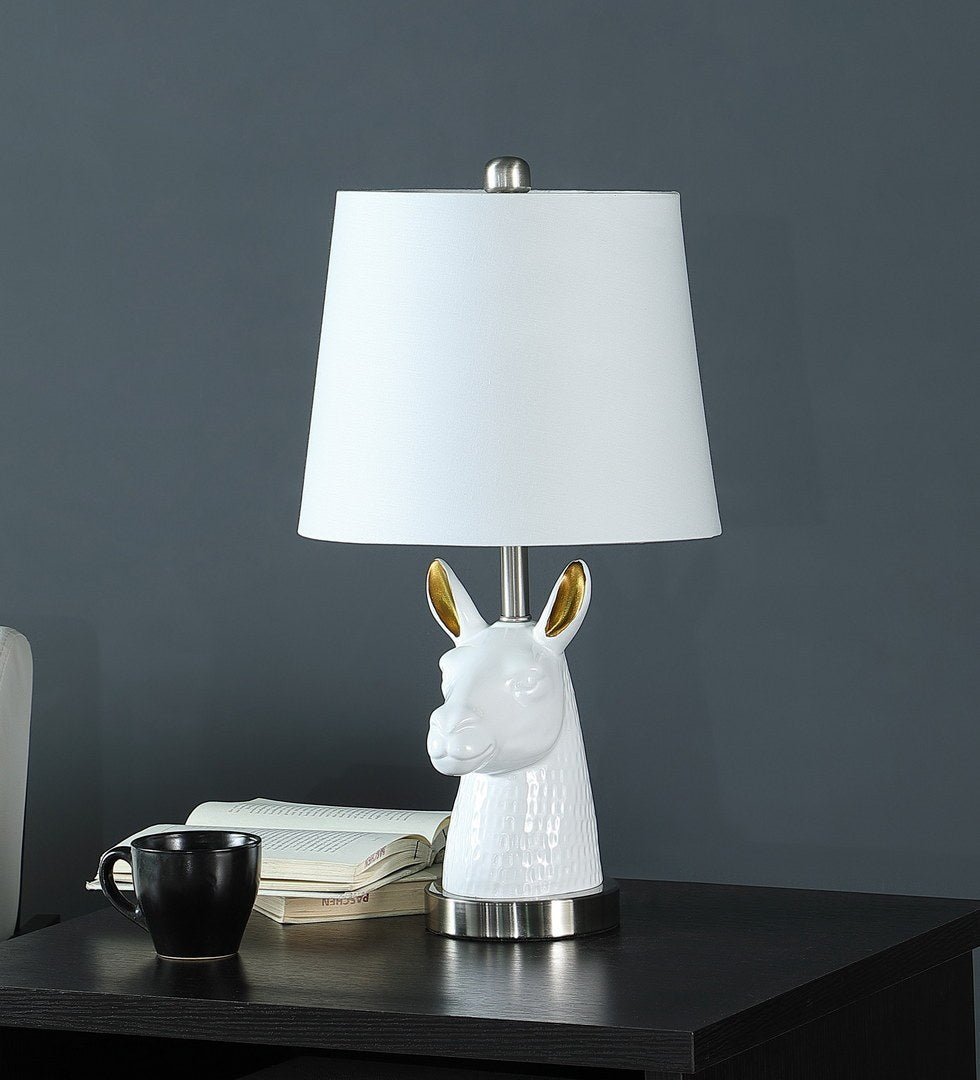 20.5" Patagonia White Llama Bust Resin Table Lamp