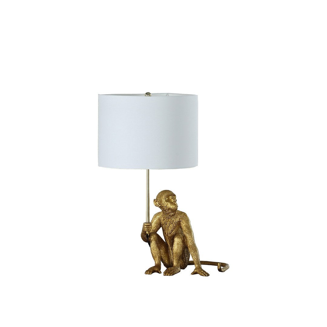 25.50" In Golden Monkey Holding Polyresin Table