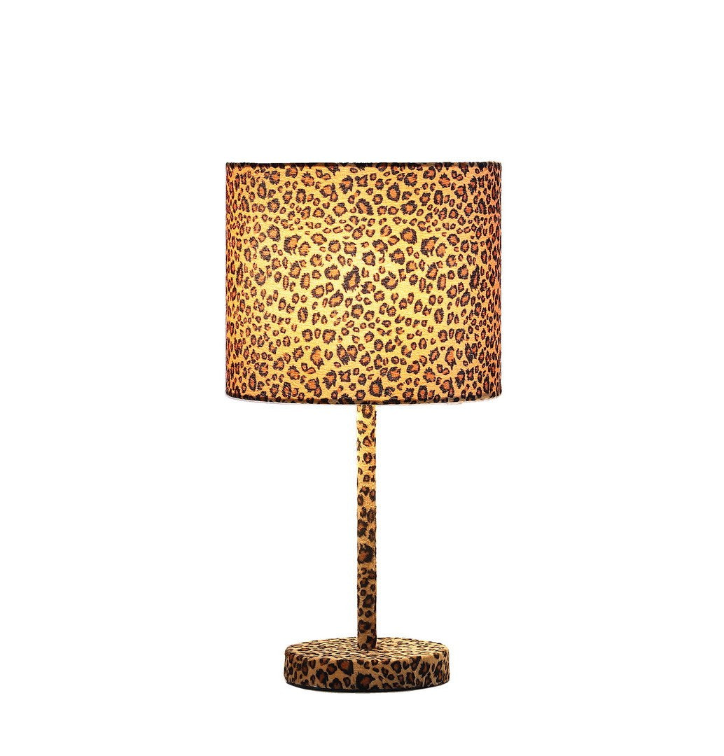 19.25" Faux Suede Leopard Print Metal Table Lamp multicolor-metal