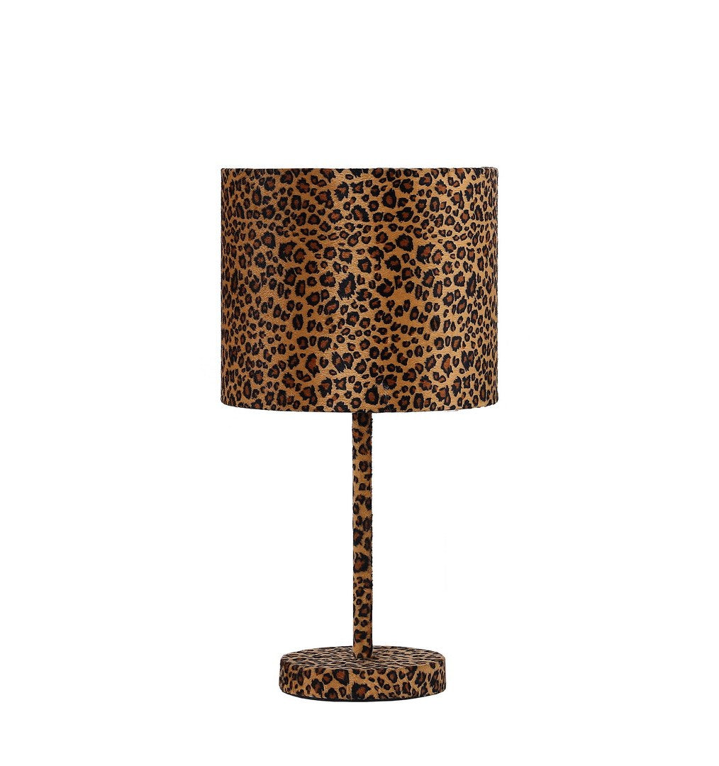 19.25" Faux Suede Leopard Print Metal Table Lamp multicolor-metal