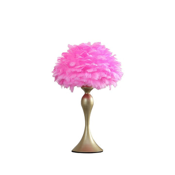 18.25"In Hot Pink Feather Aquina Satin Gold Metal