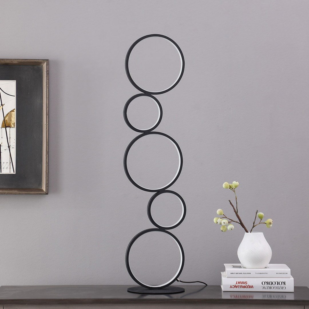 38.5" In Else Nordic 5 Ring Shaped Matte Black Led matte black-metal