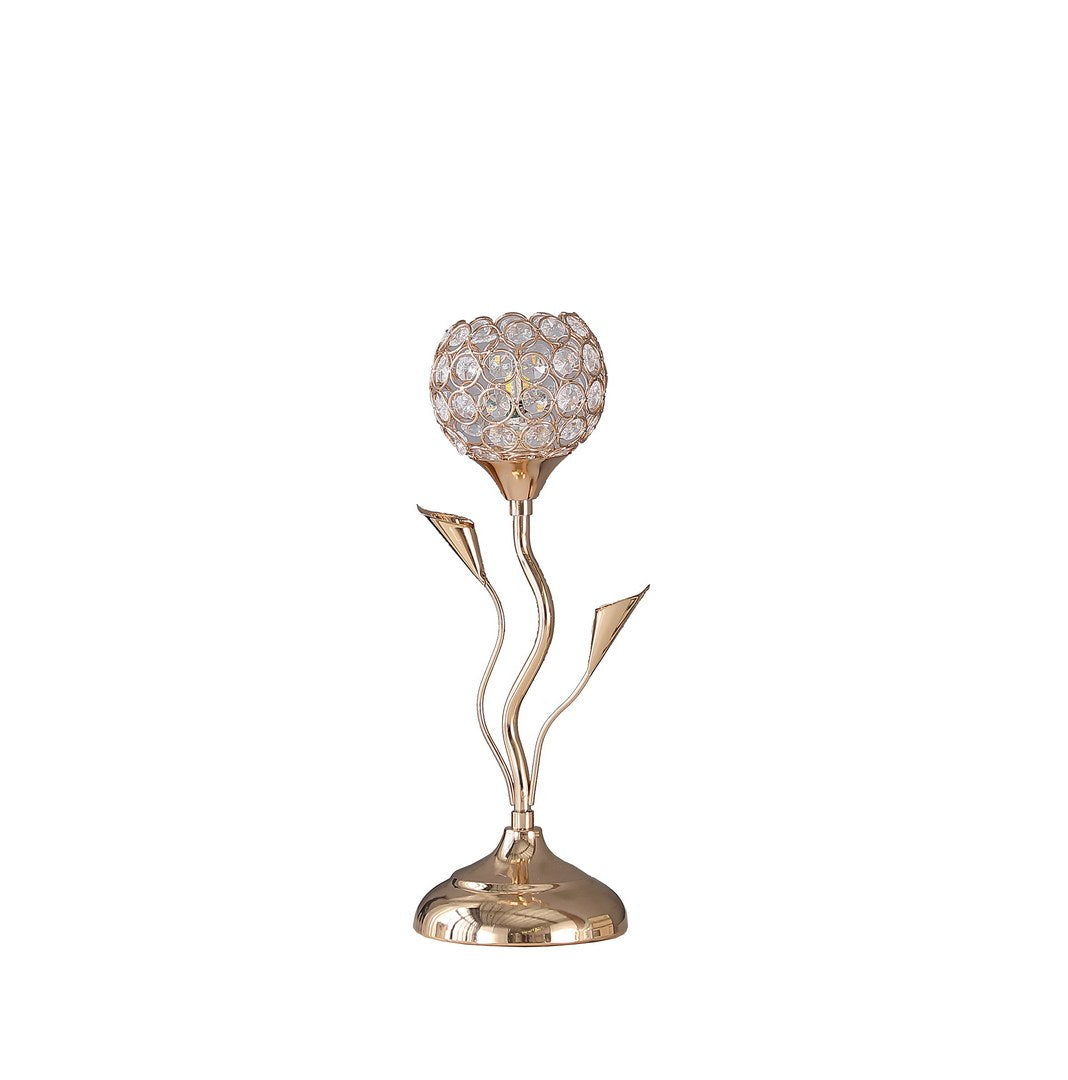 14" Rose Gold Floral Bell Glam Metal Table Lamp -