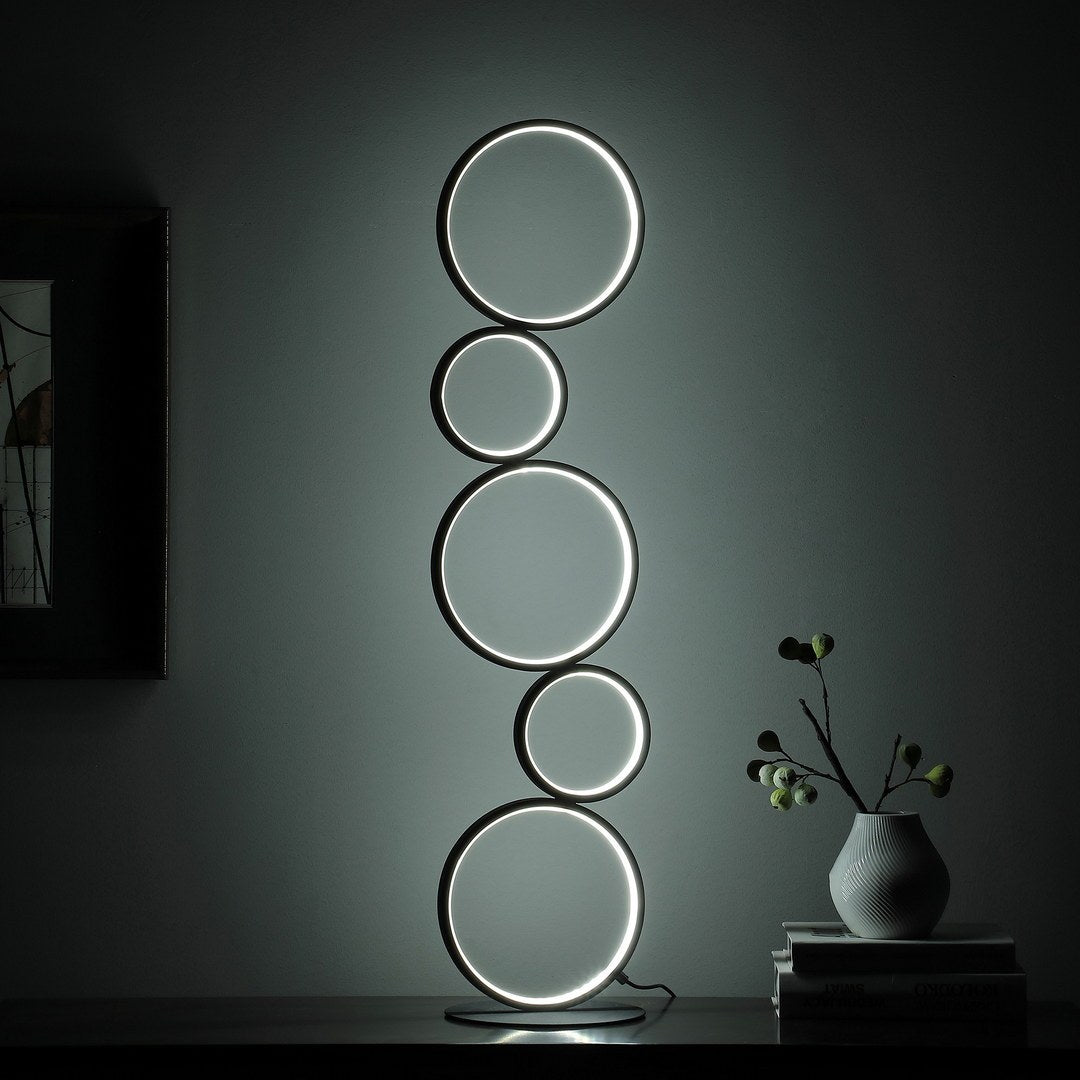 38.5" In Else Nordic 5 Ring Shaped Matte Black Led matte black-metal