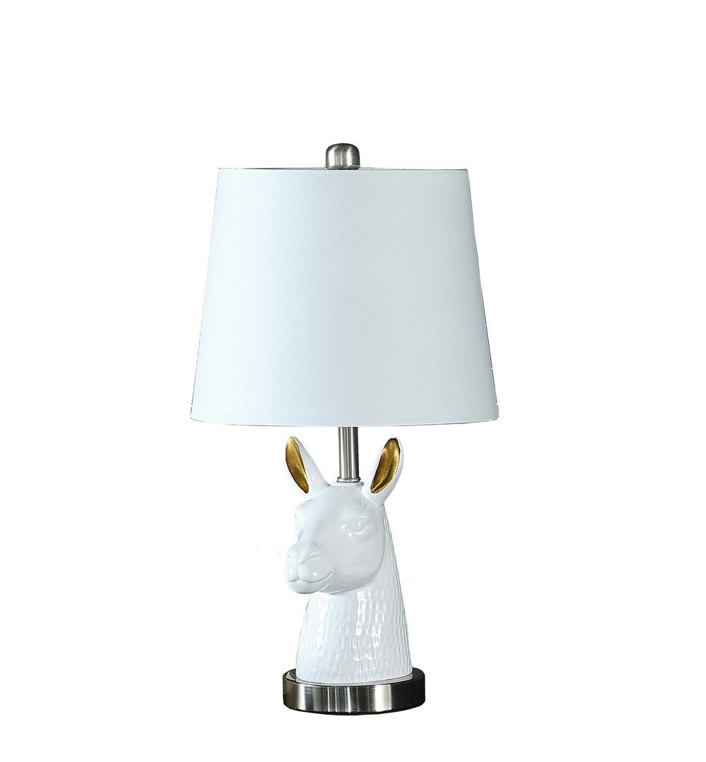 20.5" Patagonia White Llama Bust Resin Table Lamp