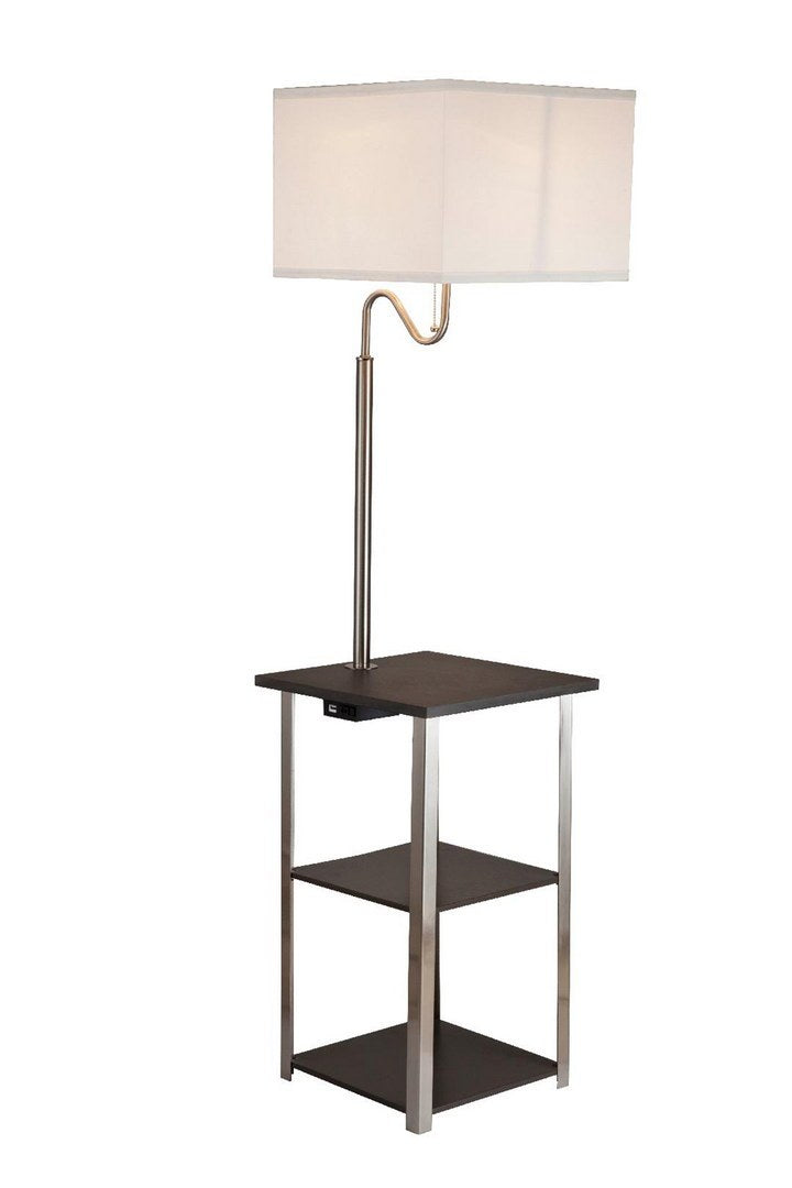 58" Tall" Dru" Square Side Table Floor Lamp with