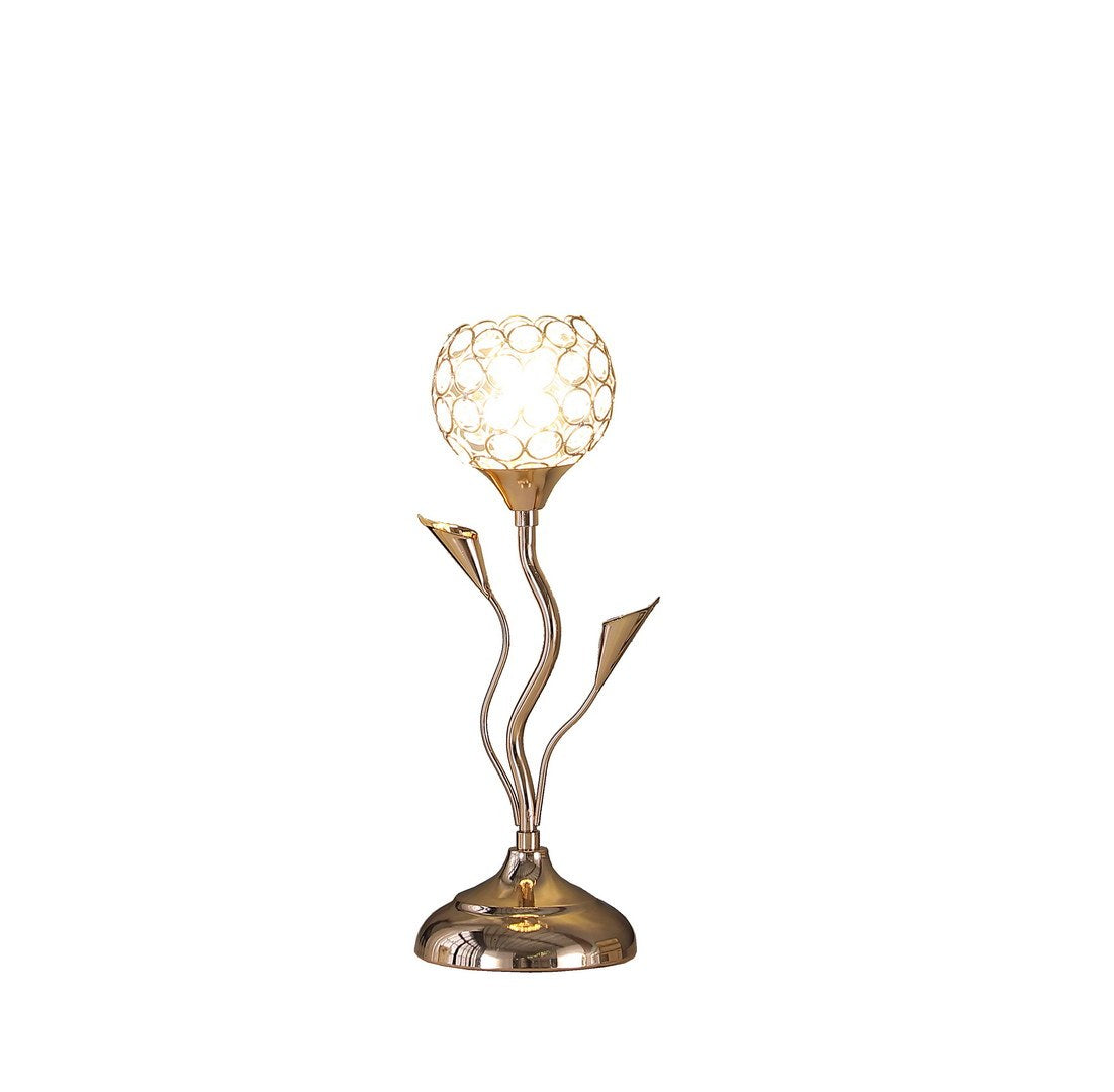 14" Rose Gold Floral Bell Glam Metal Table Lamp -