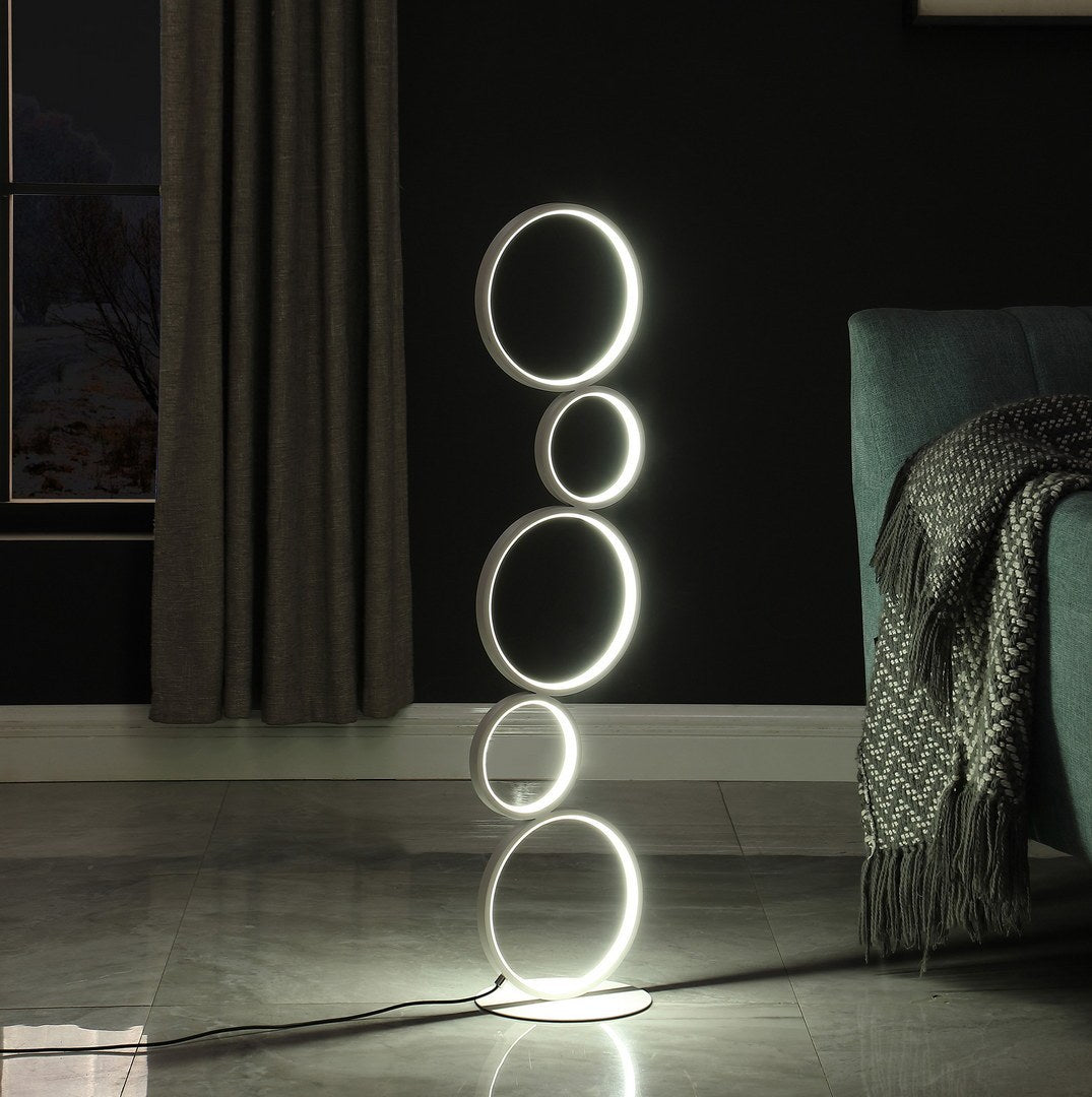 38.5" In Else Nordic 5 Ring Shaped White Led Metal white-metal