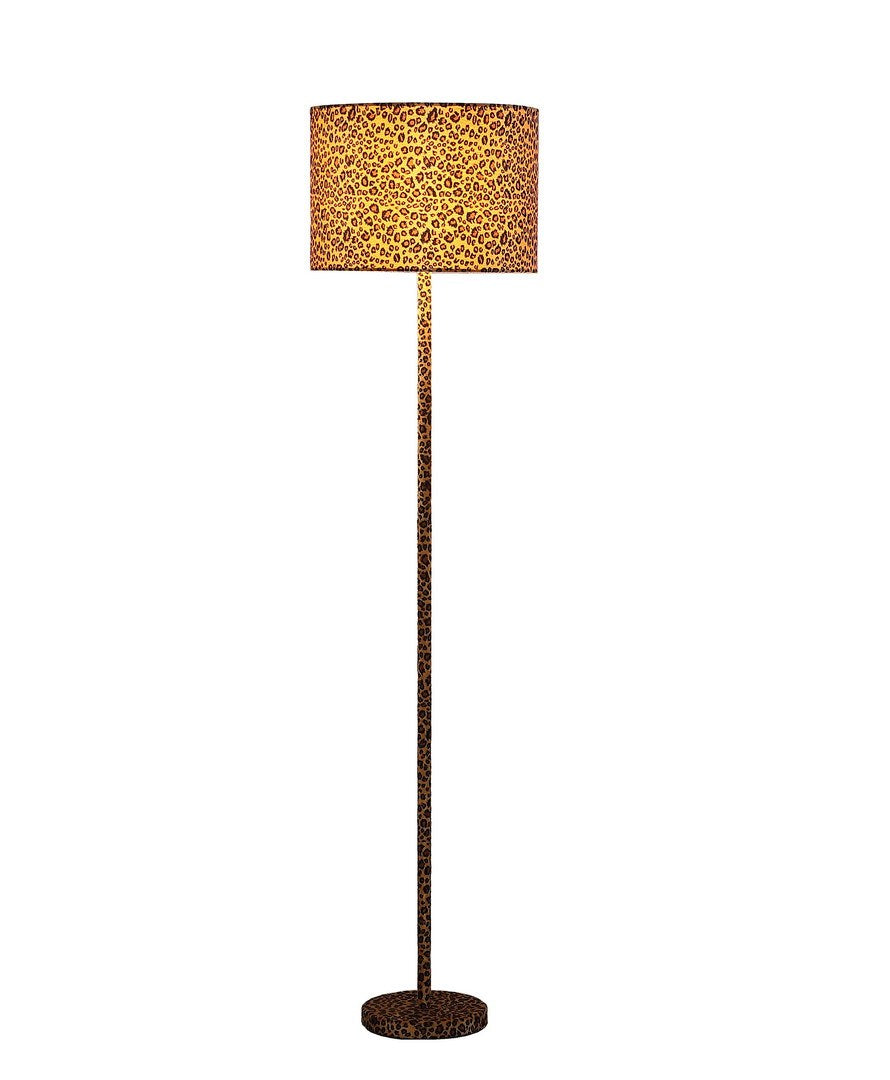 59" Faux Suede Leopard Print Floor Lamp multicolor-metal