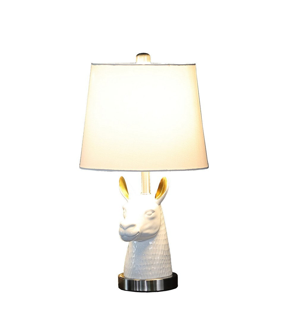 20.5" Patagonia White Llama Bust Resin Table Lamp