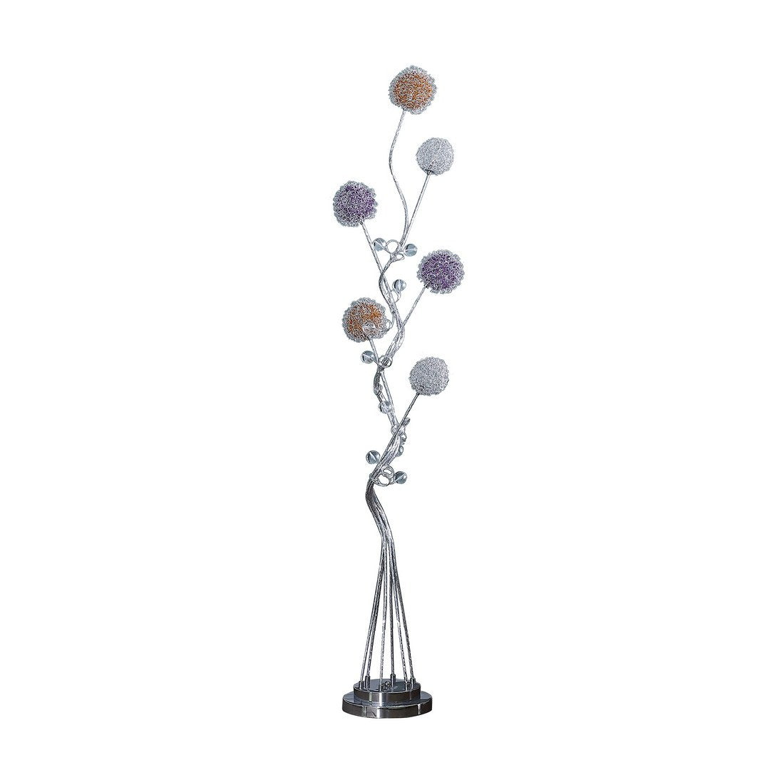 58.5" In 6 Aluminum Led Zeus Metal Floor Lamp silver-metal