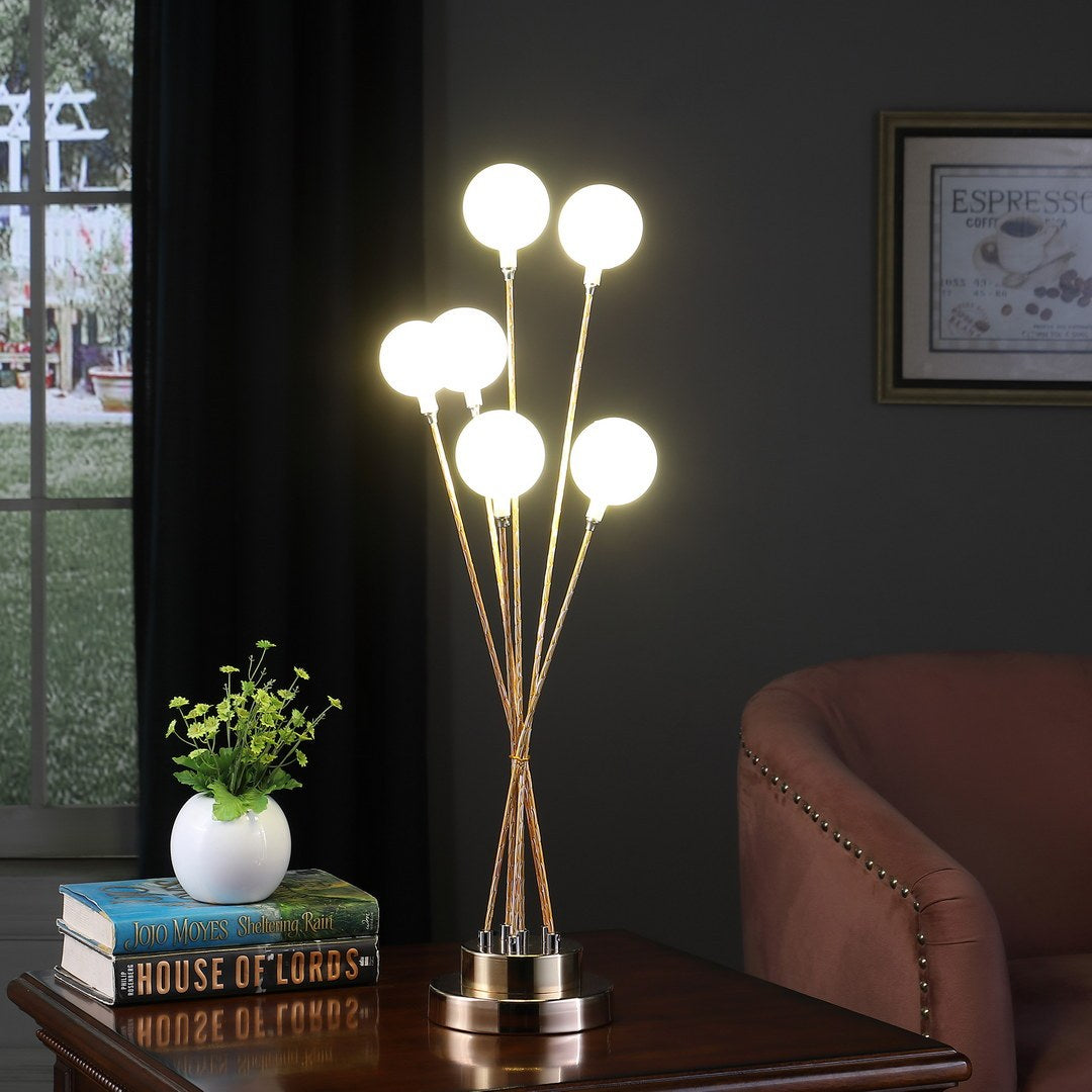 27.5" In 6 Light Acrylic Globe Aluminun Led Chrysanthe yellow-metal