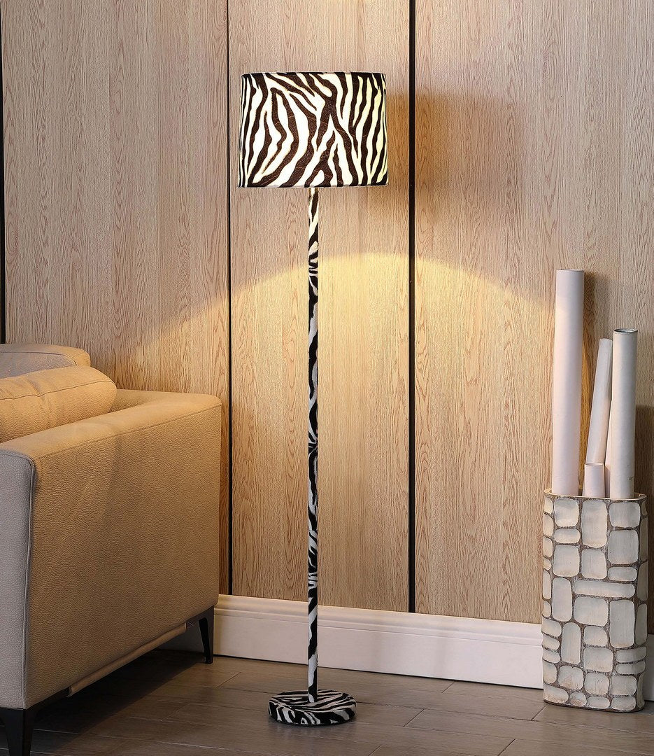 59" Faux Suede Zebra Print Floor Lamp -