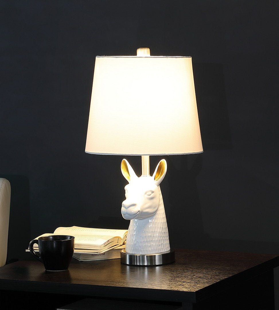 20.5" Patagonia White Llama Bust Resin Table Lamp