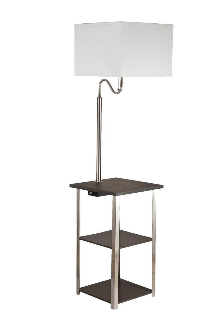 58" Tall" Dru" Square Side Table Floor Lamp with