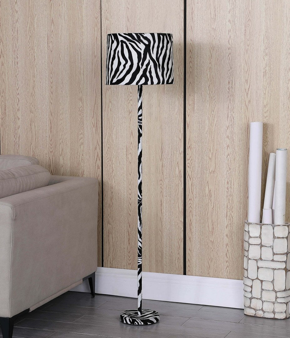 59" Faux Suede Zebra Print Floor Lamp -