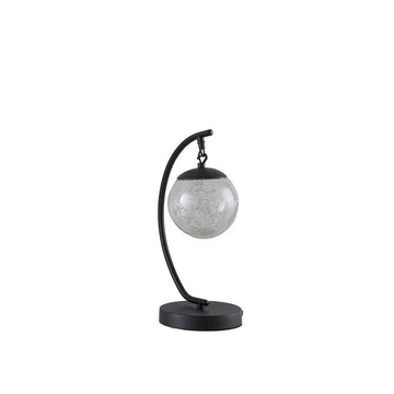 14" In Pendulum Multi Colored Led Glass Orb Black