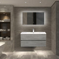 24'' Wall Mounted Single Bathroom Vanity in Ash Gray antique grey white-mdf