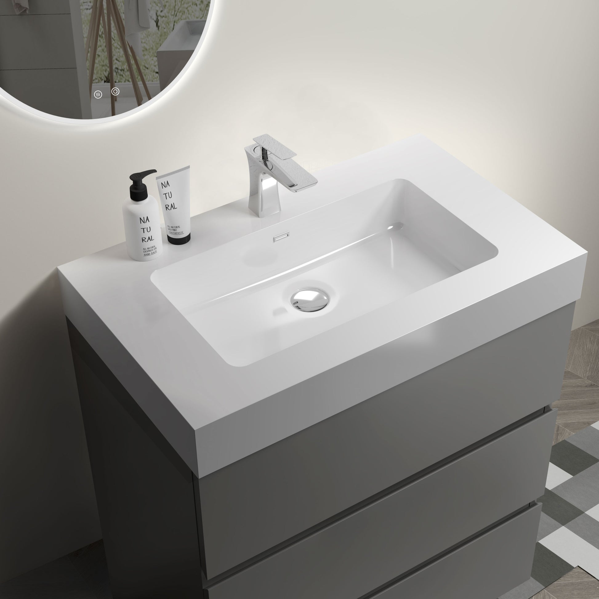 Alice 30" Gray Bathroom Vanity with Sink, Large gray-melamine