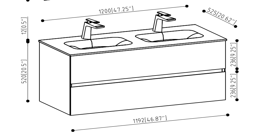 Wall Mounted Single Bathroom Vanity in Ash Gray