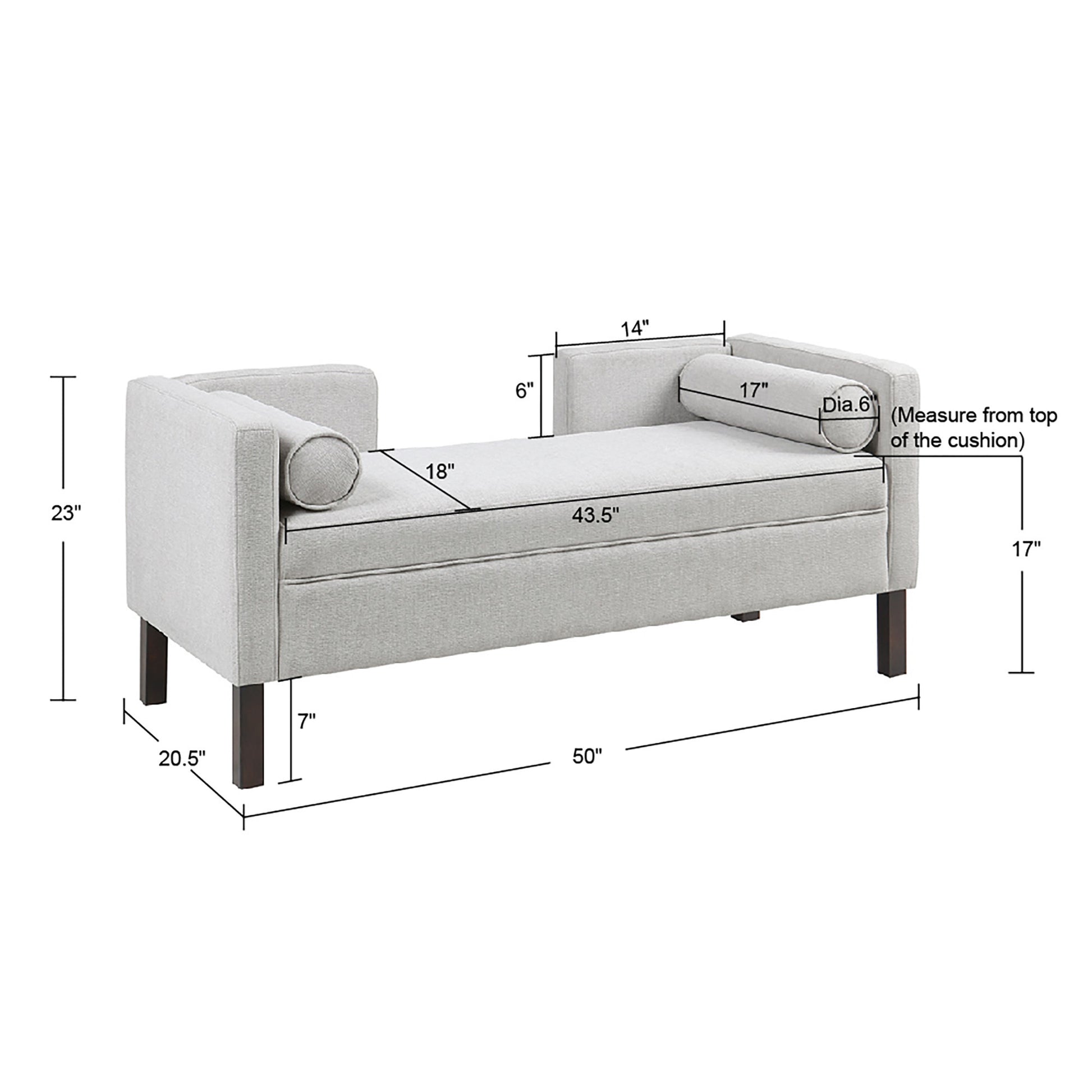 Upholstered Accent Bench gray-polyester