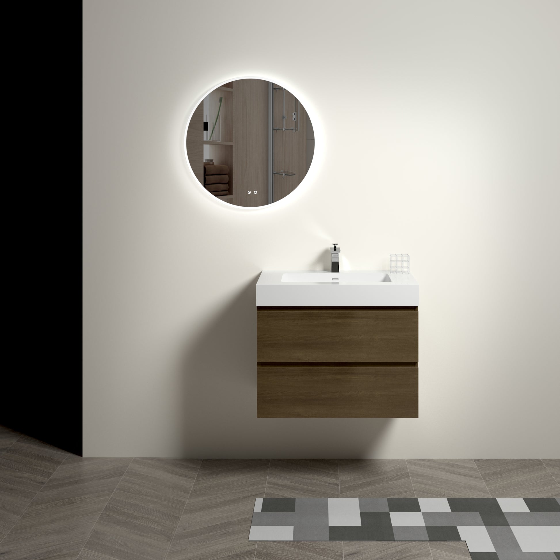 U038 Alice30 111 Alice 30" Dark Oak Bathroom Vanity dark oak-melamine