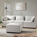 Modular Ottoman ivory-polyester