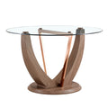 A modern minimalist circular tempered glass dining transparent-glass