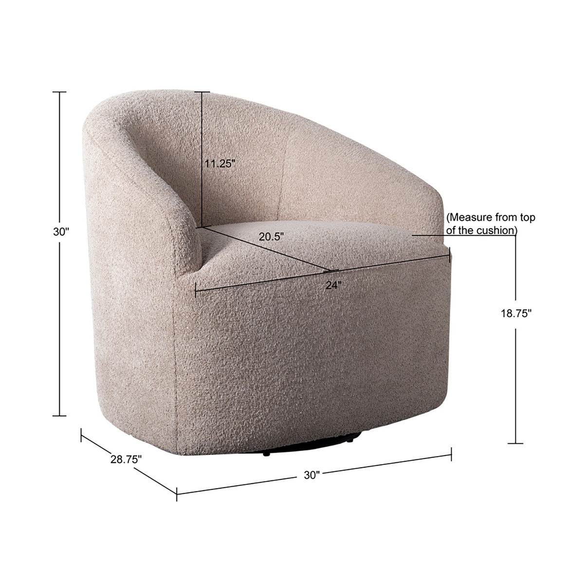 Upholstered 360 Degree Swivel Chair beige-polyester