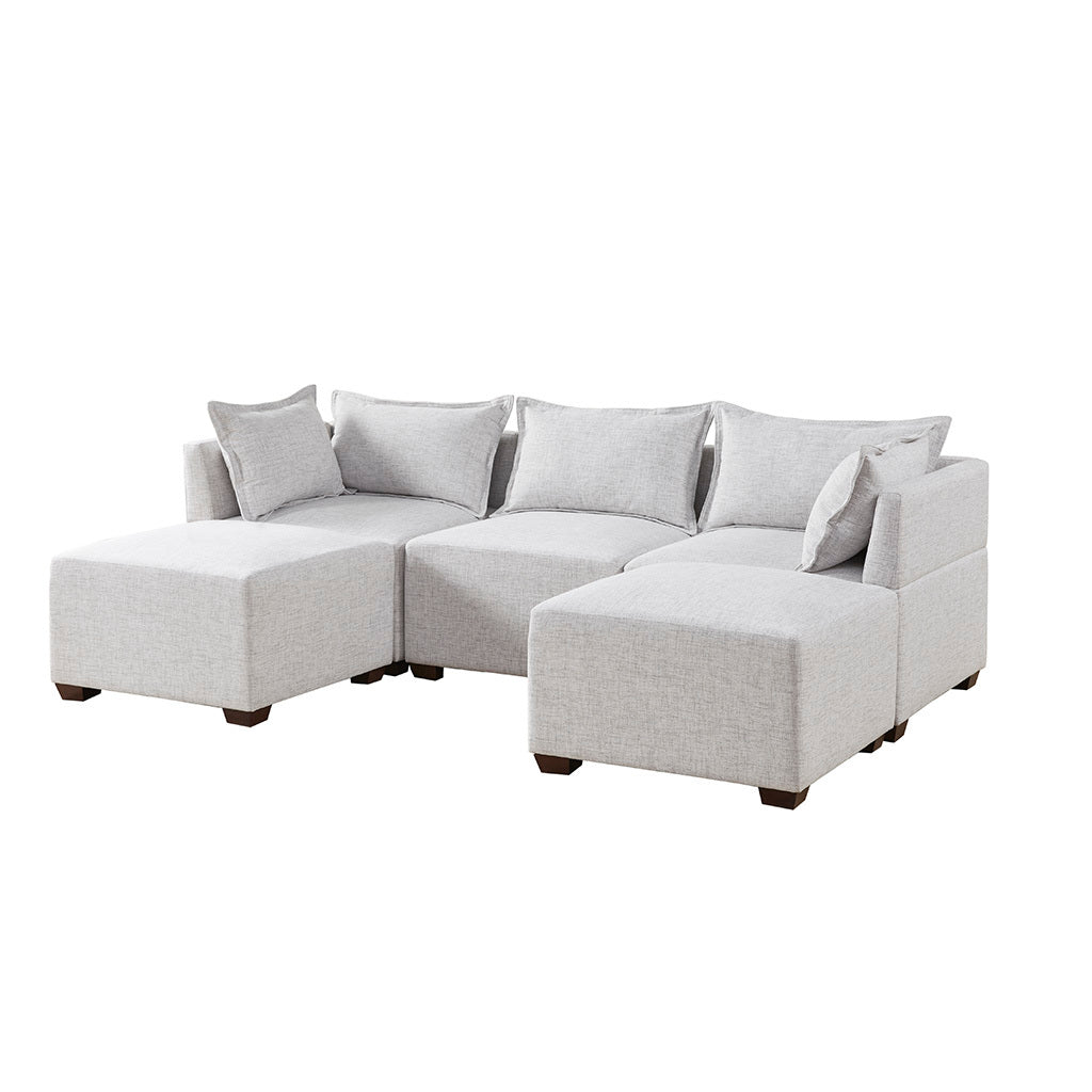 Modular Ottoman ivory-polyester