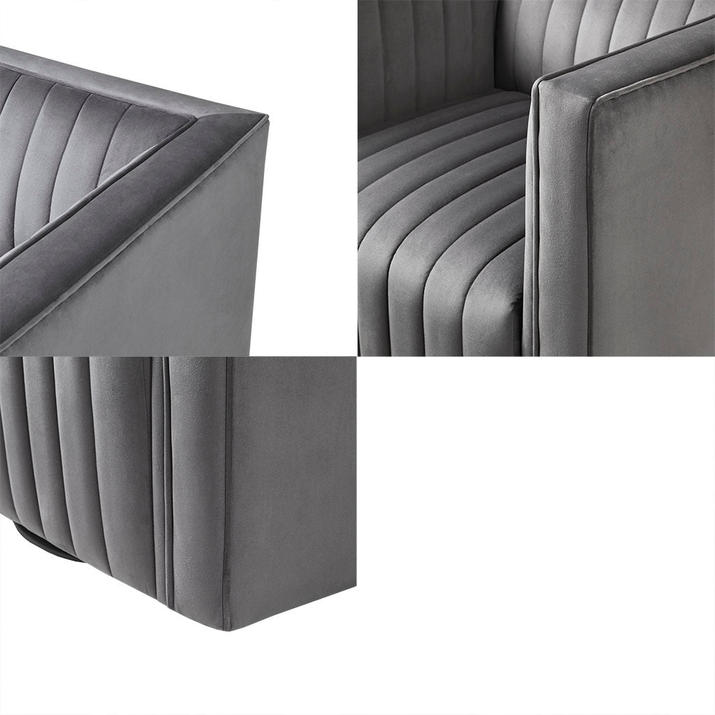 Channel Tufted Swivel Armchair