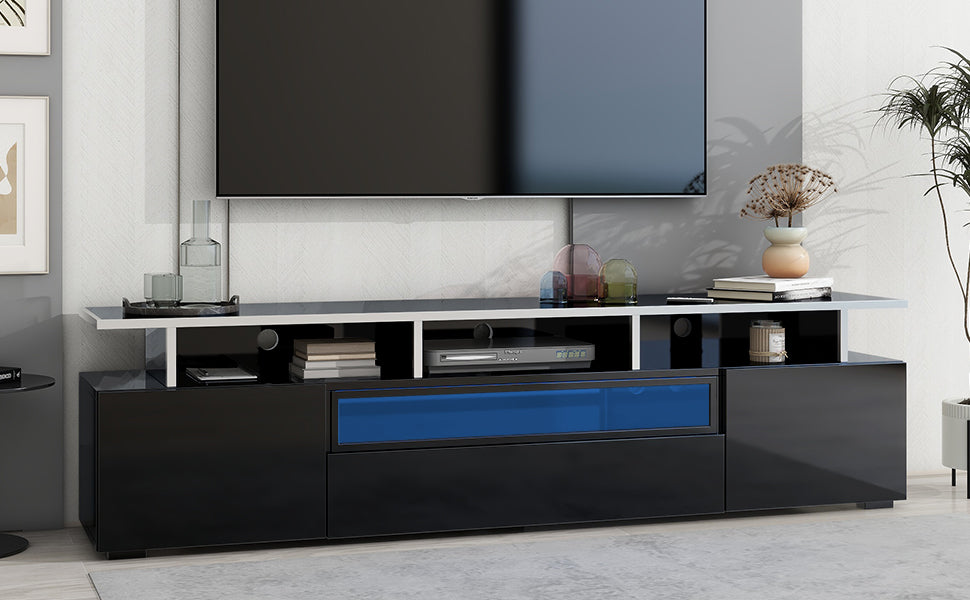 Modern Tv Stand With Push To Open Doors, Uv High
