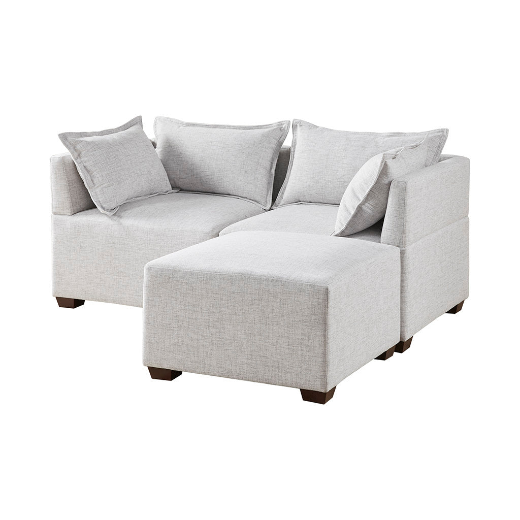 Modular Ottoman ivory-polyester