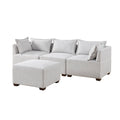 Modular Ottoman ivory-polyester