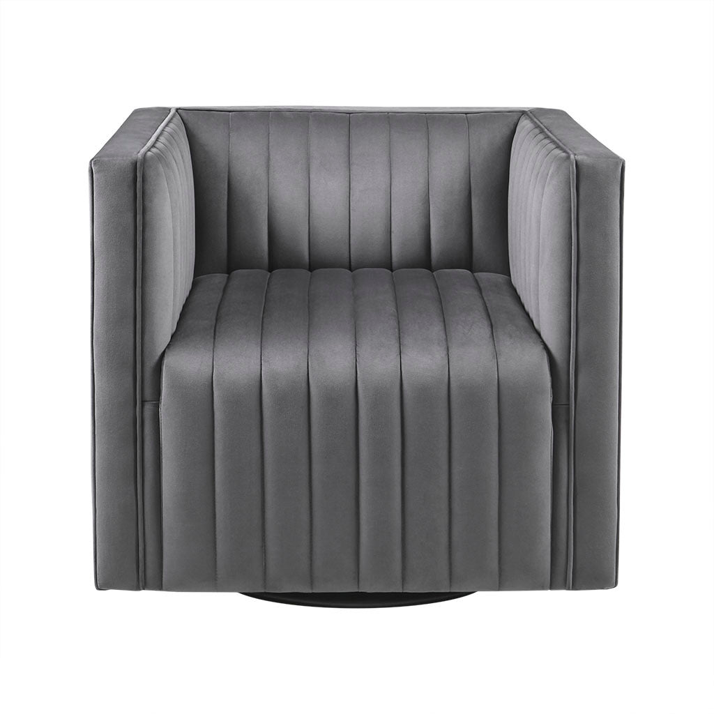 Channel Tufted Swivel Armchair